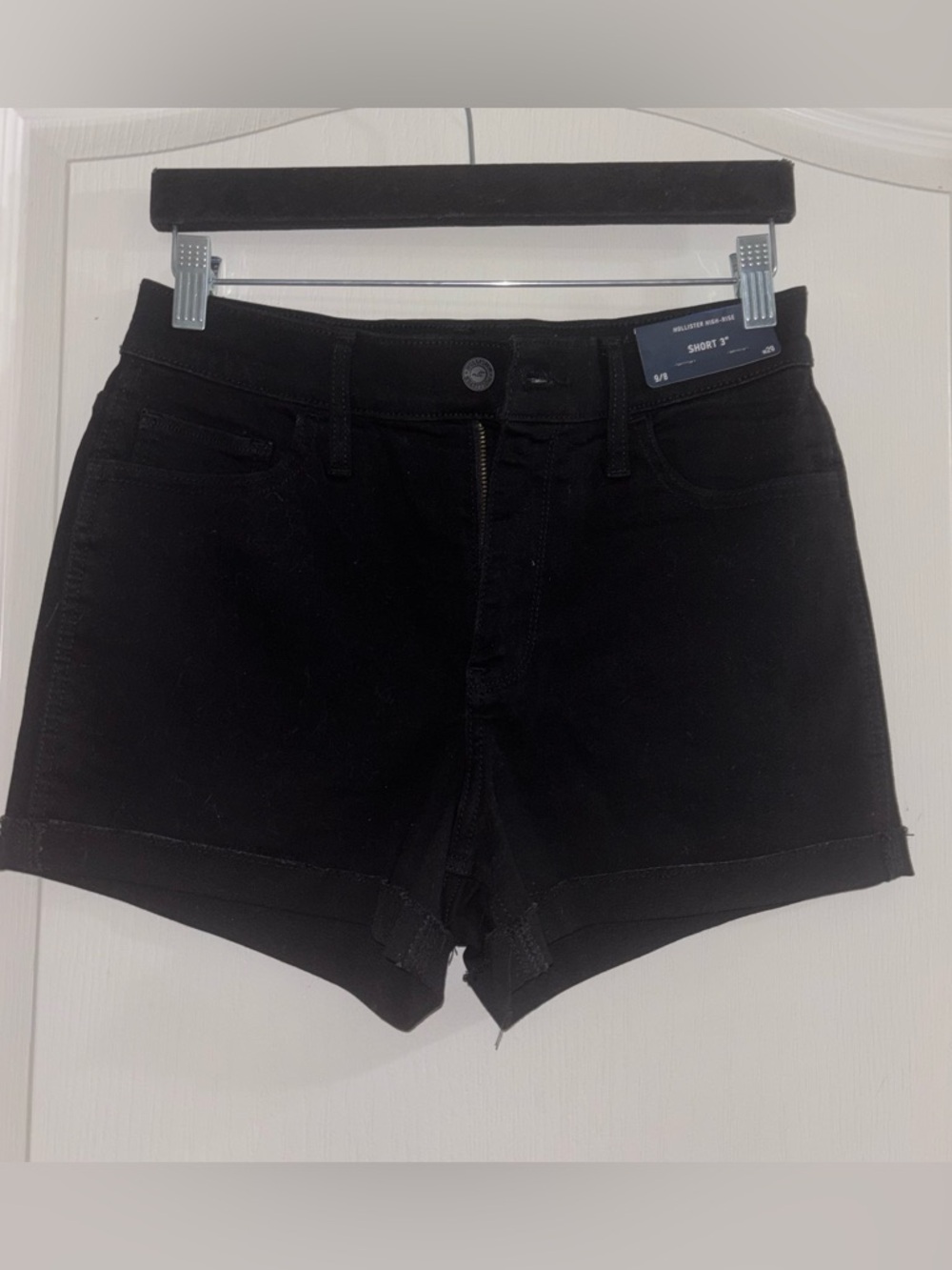 Hollister Black High-Rise Denim Shortalls